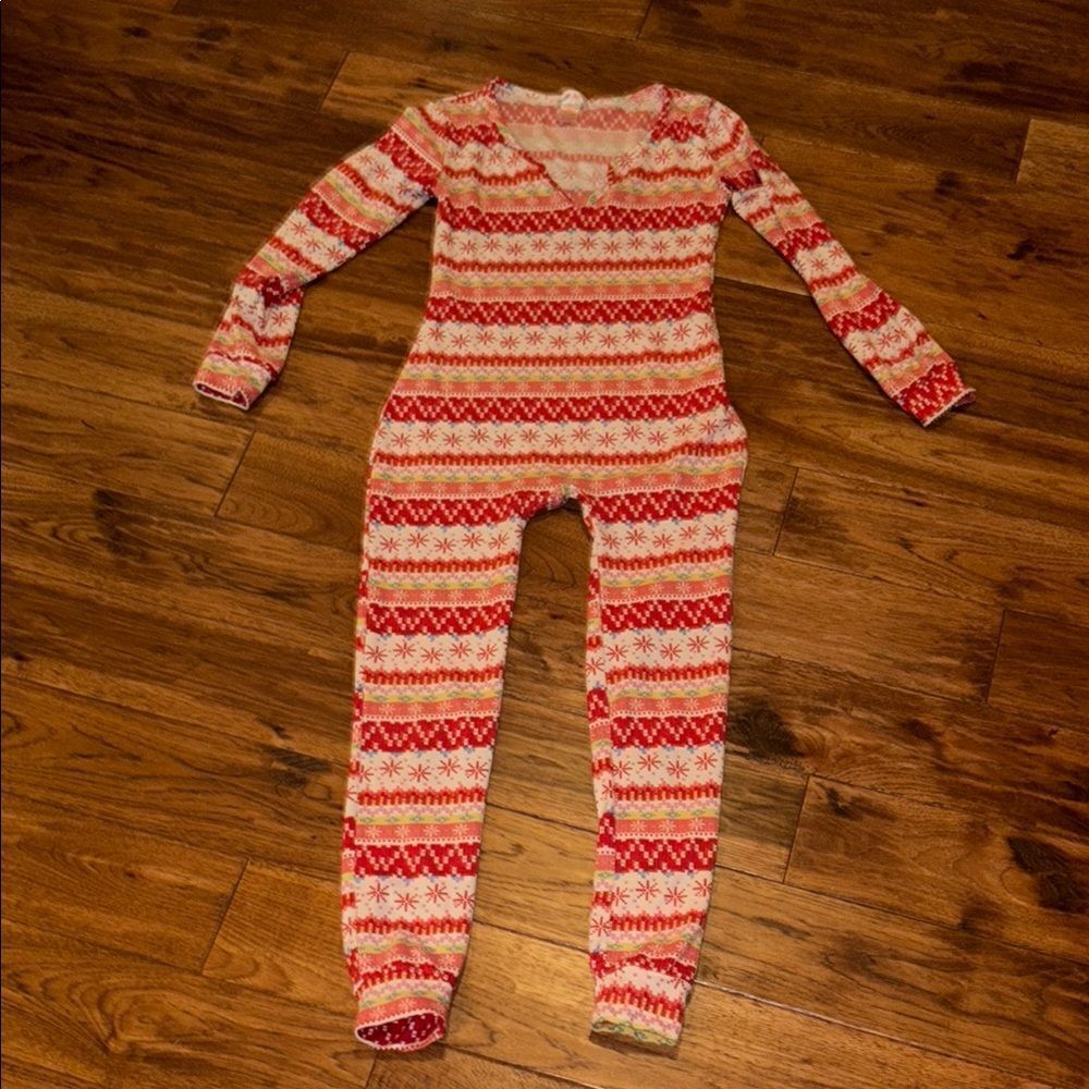 Winter striped Red and White PJ One Piece